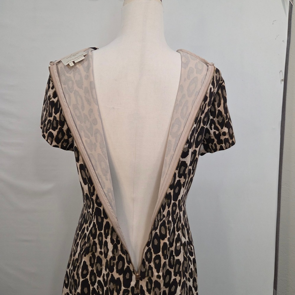 Kate Spade New York Womens Leopard Fit & Flare Dress 12 Short Sleeve Zip Back - Picture 6 of 13